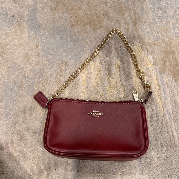 Coach Nolita 19 Wristlet ClutchShoulder Bag In Leather/Gold/MaroonCC192